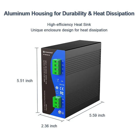 Heavy Duty 24V Dc 240W Din Rail Power Supply Switching Converter with aluminum housing for durability and heat dissipation.