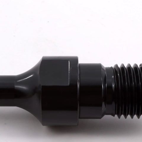 Close-up of Core Drill Bit Adapter 1-1/4 Inch UNC Male To SDS Max Shank, black durable steel with threaded design, side view.