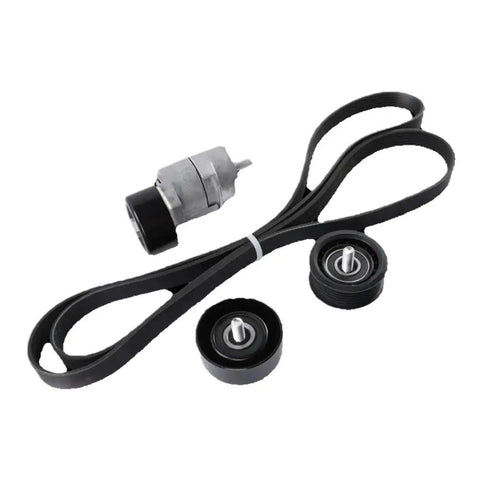Top Rated Belt Tensioner And Idler Pulley Kit Replaces 6PK2125 With 25281-25000 Fits 2.0L 2.4L Engines black belt, pulleys, and tensioner