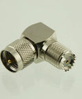 MUHF 90 Degree Right Angle Coax Adapter Connector For RF Radios Mini UHF 50 Ohm Teflon Insulated Gold Plated Pin Nickel Plated Body