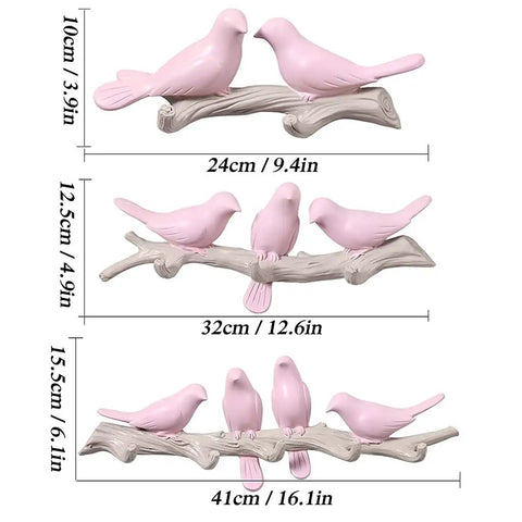 Five Hook Wall Mounted Coat Rack With Decorative Bird Design Built To Hold Heavy Gear Smoothly Perfect For Entryway And Bedroom Storage To Keep Your House Neat And Seriously Slick In Blue showing dimensions with pink birds.