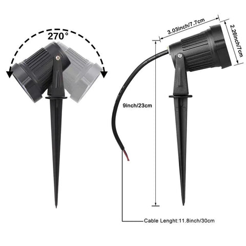 Dimensions of 6 Pack Low Voltage Outdoor Landscape Lights 6W LED Spotlight Kit 12V 24V Waterproof Warm White Garden Lawn Yard Pathway Lighting
