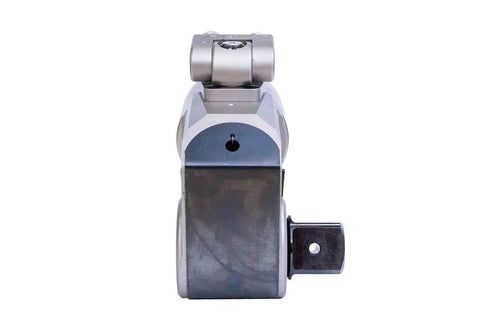 Heavy Duty Square Hydraulic Torque Wrench Spanning 1200 To 8000 Ft Lb With Smooth Multi Axis Swivel and Flexible Splined Arm close-up view.