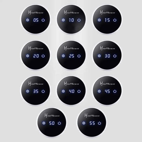 Control panel with temperature settings for Sharp Two In One Electric Cooling Cup And Slim Desktop Beverage Chiller.