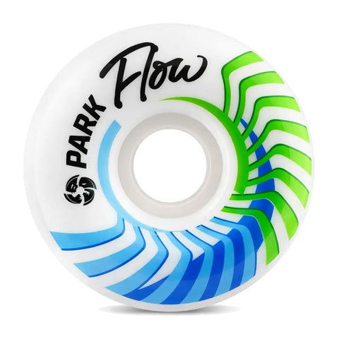 Flow Skate Park Roller Skate Wheels 89A Street for Street Park Ramps and Bowls, white wheel with green and blue swirls, single wheel