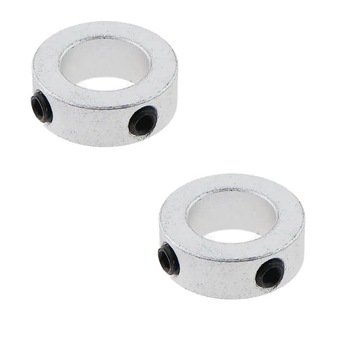 Four Pack 5/8in Bore Solid Steel Shaft Collars With Locking, Bare Shaft Check Collar, Fixed Limit Ring And Stop Screws For Machinery And Industrial Use, Beefed Up Heavy Duty Precision Fit. two collar set