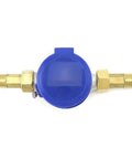 Two Pack Water Meter For Cold Water With Pulse Output Half Inch BSPT Thread And Half Inch NPT Adapters Rotating Dial Top View