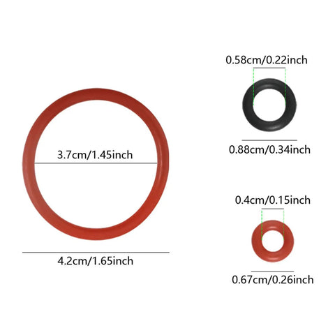 Silicone O Rings Set For Coffee Machines And Espresso Makers, 50Pcs Gasket Seals Replacement Kit shown in various sizes.