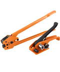 Heavy Duty Industrial Pet Strapping Machine Kit With Auto Cut Tensioner And Sealer For Secure Cargo Banding tools in orange color.