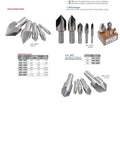 HSS 3-Flute Countersinks set, showcasing various sizes and shapes, ideal for precise drilling in wood and metal.