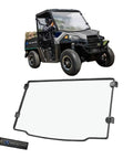 Straight Up Full Windshield Replacement For Polaris Ranger Midsize 500 570 Etx And Ev With Rugged HD Clamps 45 X 29 Inch Crystal Clear Visibility 2015 Through 2023 installed on UTV showing clear visibility.