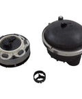 Top Tier Two Inch Two Port Five Gear Control Water Valve In Matte Black, showing two part valve with connector for precise fluid transfer.