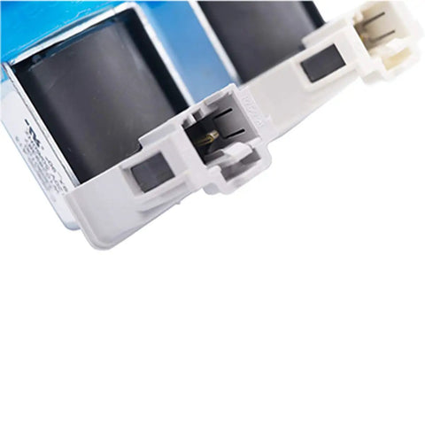 Close-up of Plug And Play Front Load Washer Water Valve Replacement WPW10289387 AP6018779 PS11752082 120V 2 Coil Valve Connections