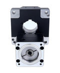 85mm CNC Hollow Rotary Actuator Rotating Platform Input Shaft 8mm showing front and top view.