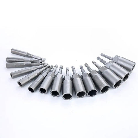 Super Cool 15 Piece Hex Socket Adapter Kit With Magnetic Bits For Car DIY And Home Repair, Heavy Duty Chrome Vanadium Steel Nut Bolt Tool Set, 15-piece chrome vanadium socket adapters