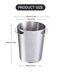 51mm stainless steel coffee dosing cup dimensions with measurements for espresso machines, barista grade.