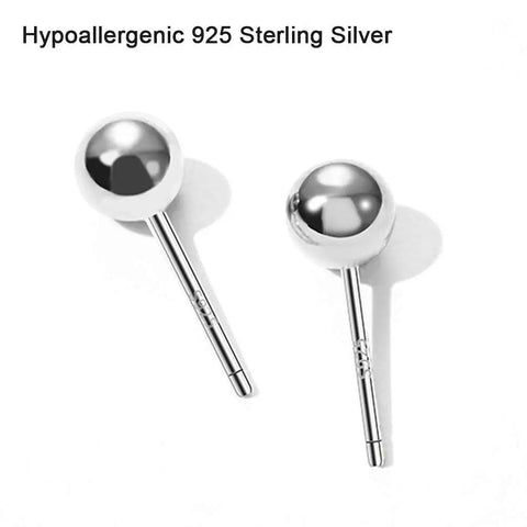 Hypoallergenic Sterling Silver Round Ball Stud Earrings Set For Women And Men With Butterfly Backs Three Pairs In 2mm 3mm And 4mm Sizes Lightweight Minimalist Everyday Jewelry, 925 silver ball studs