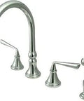 Silver Sage Widespread ADA Kitchen Faucet With Brass Sprayer Drip Free Ceramic Disc Cartridge Solid Brass Construction Deck Mount