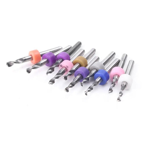 10Pcs PCB Micro Drill Bits Set One Eighth Inch Shank Tungsten Carbide Mini Twist Drill Bits For SMT CNC Precise 2.1-2.5 mm