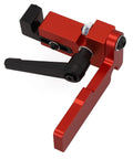 Close-up of red Beefed-Up Heavy Duty T Slot Miter Track 75 Type T-Rail Aluminum Router Fence for table saw