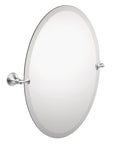 Dope Chrome Frameless Pivoting Bathroom Mirror 26 By 22 Inches Wall Mounted Oval Tilting Vanity Bath Mirror, side view
