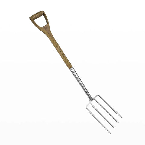 Heavy Duty 4-Tine Stainless Steel Spading Fork With 43.9 Inch Ergonomic D Handle Garden Fork for weeding and loosening soil