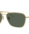 RBR0102S Caravan Reverse Sunglasses Gold Frame With Dark Green Lenses 58mm Concave Lens Design UV Protection