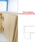 2 Piece Frameless Cabinet Door Hinges With 90 Degree Opening Soft Close Hydraulic Kitchen Hinges Made From Rust Resistant Cold Rolled Steel Nickel Plated Replacement Hardware For Cabinets 4 Holes installed on wooden cabinet door.