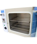 Intbuying 1 Point 9 Cubic Foot Vacuum Drying Oven with LCD Screen, showing interior shelves for lab research use.