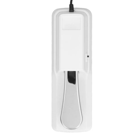 Top view of a white Universal Sustain Pedal For Keyboard And MIDI Digital Pianos White Color Compatible With Most USB MIDI Keyboards