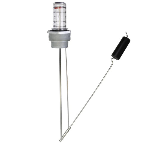 Diesel and Oil Tank Level Gauge for Vertical Tanks Depth 42 to 44 Inches with Float Level Sensor, 1-1/2 In and 2 In NPT Threads