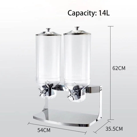 No Fuss Count Controlled Cereal Dispenser And Nut Storage Container Airtight Dry Food Jar with dual 14L capacity.