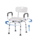 Heavy Duty 360 Degree Swivel Shower Chair With Back Rest For Safe Tub Transfers Pivoting Bath Bench Comfortable Non Slip Seat With Arm Support For Easy Shower Or Bath