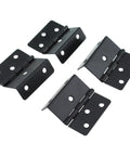 Vintage Black Triple Fold Cabinet Hinges Four Pack Solid Iron Door Hardware Including Mounting Screws close-up view of heavy duty hinges