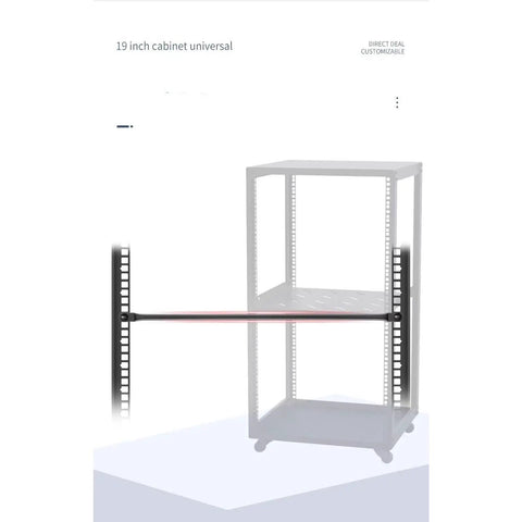 Solid 0.5U Cabinet Horizontal Lacing Cable Management Bar 2 Pack 18.98 Inch mounted in a 19 inch server rack.