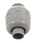 Half Inch Npt Conduit Connectors, gray heavy duty steel blend design, snap together for rigid electrical wiring.