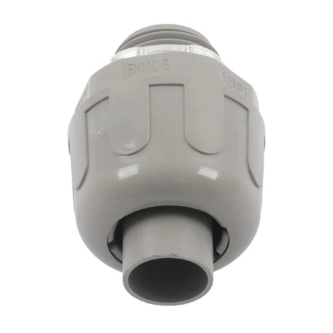 Half Inch Npt Conduit Connectors, gray heavy duty steel blend design, snap together for rigid electrical wiring.