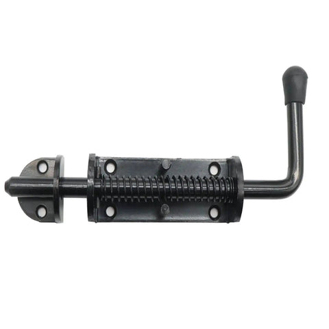 Black 2 Packs 8.5 Inch Heavy Duty Spring Loaded Latch Pin With Sliding Barrel Bolt Door Lock for gates, 12mm bolt diameter, galvanized finish.