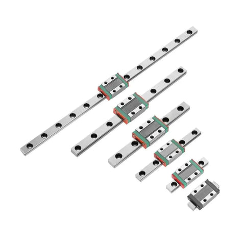 High Precision Miniature Linear Guide Rail Kit With 9mm Width Slide Block And Pre Drilled Support Rails For Smooth Low Friction Motion Control Up To 260mm Length Easy Install Setup No Maintenance Required Perfect For DIY Projects, 5 rail blocks