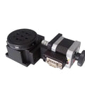 Electric Rotary Stage With Worm Gear For Precision Rotation showing scale ring, side view.