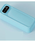 Portable Ultrasonic Cleaner For Jewelry Eyeglasses Retainers And Watches Pink Multifunctional Cleaning Gadget that is light blue and compact.