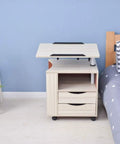 Smooth Rollin Portable Snack Table With Heavy Duty Casters, Height Adjustable Laptop Desk And Mobile Tv Tray Featuring Ergonomic Surface by bed.