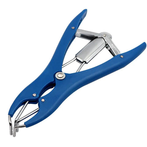 Balloon Opener Expander Tool Plier for Livestock Bander Workhorse Balloon Stretcher With Non Slip Handle 4 Direction Grapple Design Durable Plastic And Metal Build For Safe Quick Expansion On The Farm, blue handle