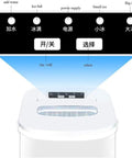 Compact Electric Ice Cube Maker Countertop Portable Machine That Blasts Ice In Six Minutes Flat With Ultra Quiet Operation control panel overview.