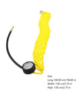 Top Tier Yellow PU Coil Air Hose With Quick Lock Connector For Air Compressor And Pneumatic Tools showing 5m coil and pressure gauge.