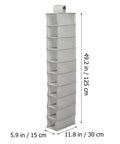 Hella Handy 10 Layer Hanging Shoe Rack Saves Gobs Of Space Perfect For Boots Sneakers Hats And Bags With An Easy Fold Up Design showing dimensions.