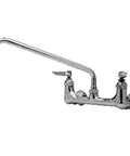 Double Pantry Wall Mount Faucet With 12 Inch Swing Nozzle Chrome Finish 8 Centers Beefy Brass Body Commercial Style Mixing Faucet