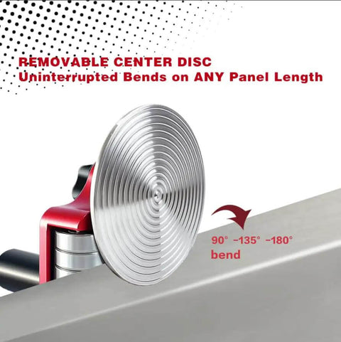Single Station Sheet Metal Bender Tool For Roof Edges And Flashing showing rotating disc for 90° to 180° bends on metal panel
