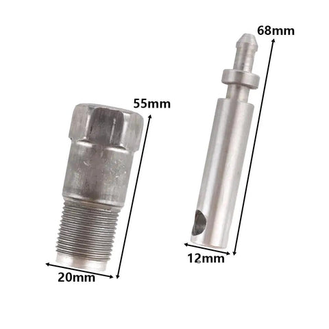 Vertical Hydraulic Jack Oil Pump Repair Kit With 55mm Piston Plunger And Cylinder Seal, metal components, side view.