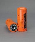 Duramax Hydraulic Filter P165332 Spin On Style 9.44 Inch Replacement With Synteq XP Media. Two orange filters on a gray background.